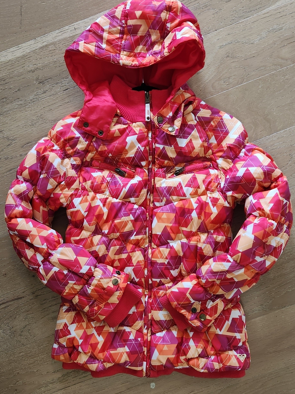 ROXY GIRL Geometric Puffer Winter Jacket// Size 12 Youth